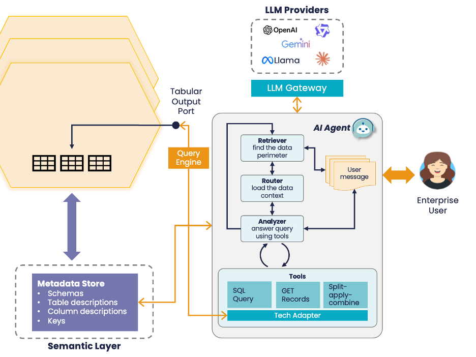 AI Agent Accessing Data Product through Output Port