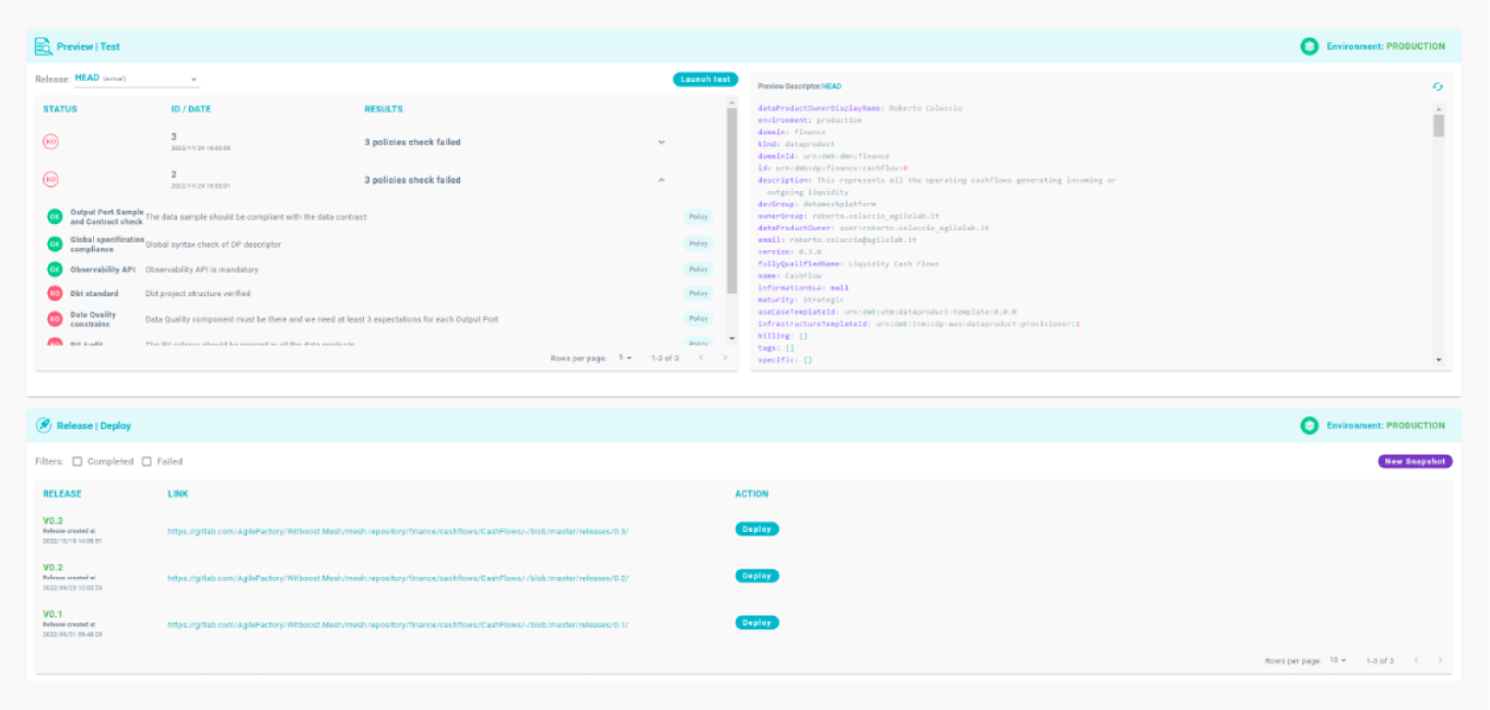 View of Witboost's UI displaying the Control Plane before it deploys a resource in the Data Product Provisioner module. View of Witboost's UI displaying the Control Plane before it deploys a resource in the Data Product Provisioner module.